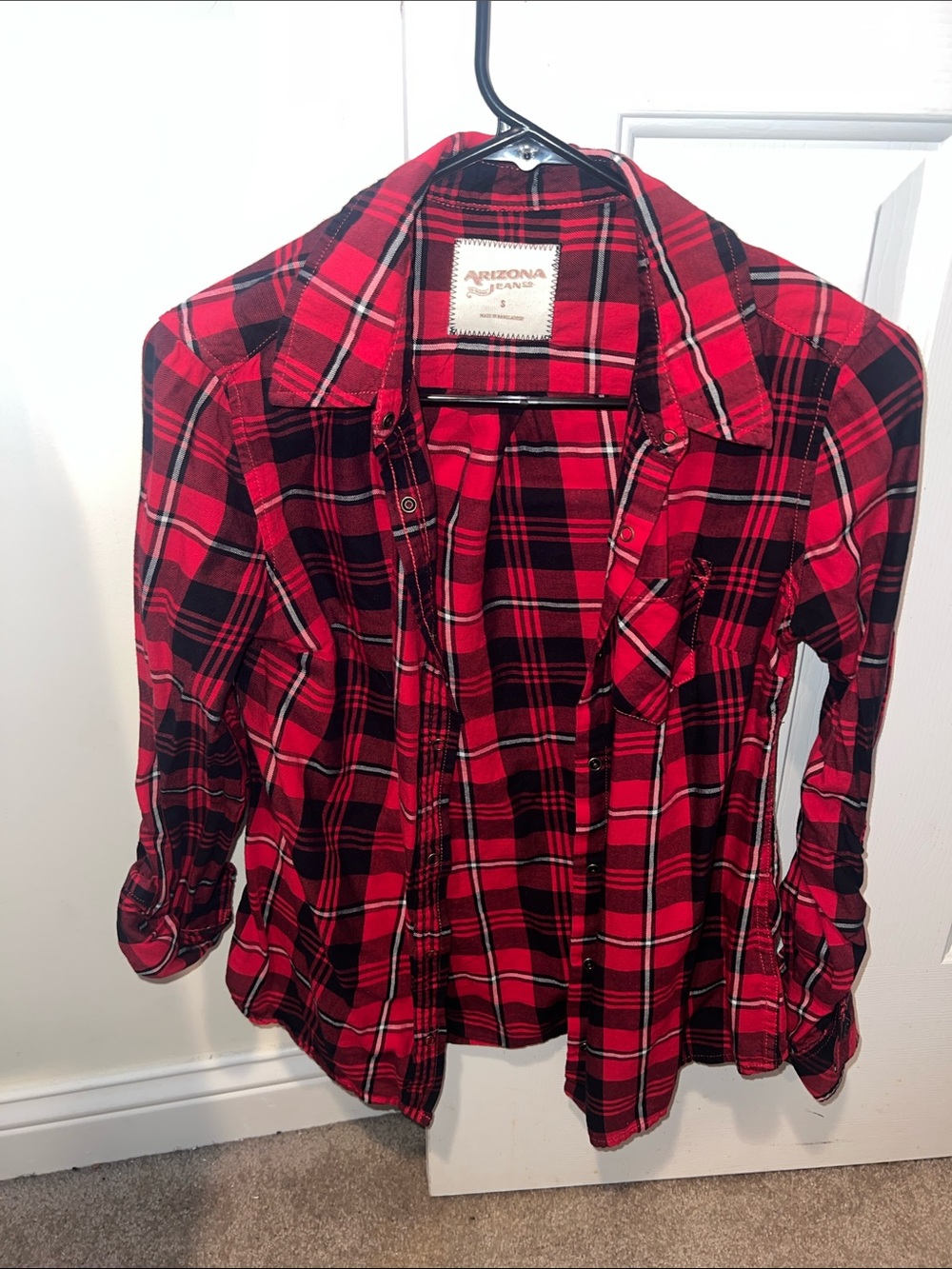 Arizona Jean Company Red & Black Plaid Button-Down Shirt for Kids